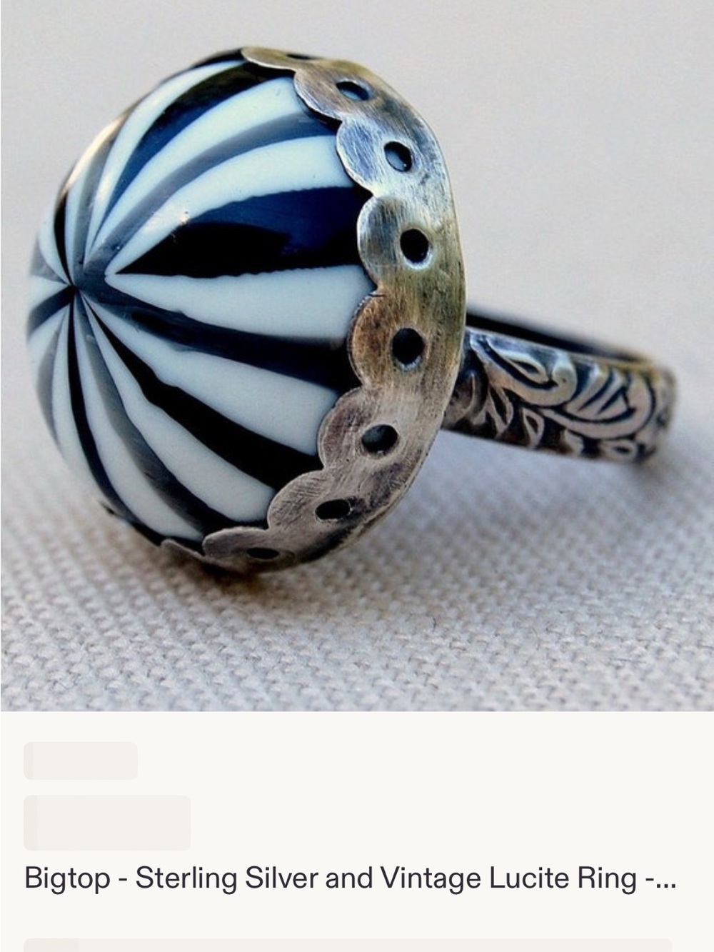 Vintage Bigtop Lucite and Sterling Ring - Picture 8 of 8